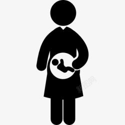 怀孕妇女婴儿在母亲的子宫图标高清图片