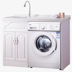 白色洗衣柜和洗衣机素材