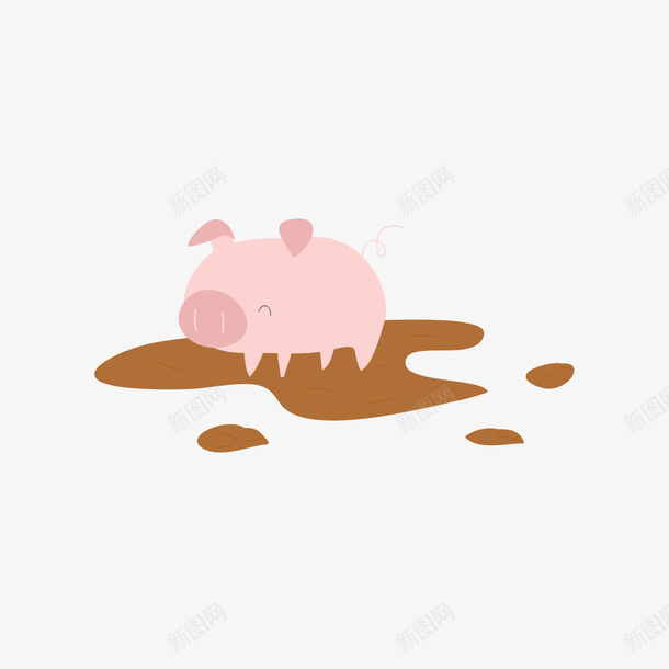 泥土上的粉色猪矢量图ai免抠素材_新图网 https://ixintu.com 咖啡色 家畜 泥土 猪 矢量家畜 矢量猪 粉色 矢量图