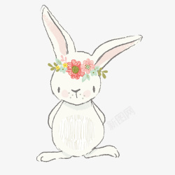 可爱小动物兔子手绘矢量图素材