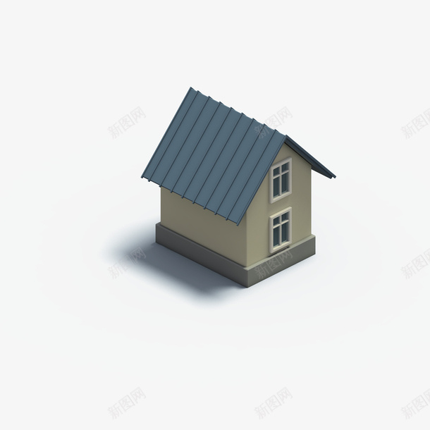 单独的一间可爱小房png免抠素材_新图网 https://ixintu.com 可爱 小房 瓦房 立体 等轴3D 蓝色 高清 高端