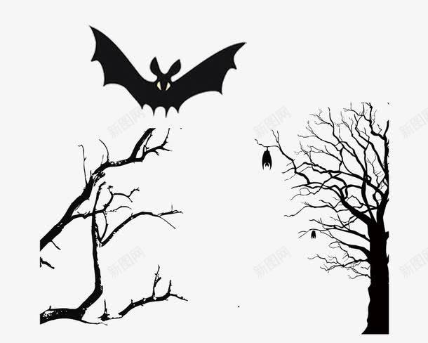 干枯树木蝙蝠恐怖元素png免抠素材_新图网 https://ixintu.com 干枯树木 干枯的 恐怖元素 蝙蝠 黑夜