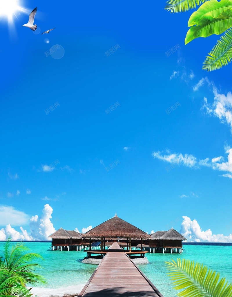 暑假度假沙滩背景模板jpg设计背景_新图网 https://ixintu.com PSD 平面 广告 度假 旅游 暑假 模板 沙滩 海岛 海报 海洋 素材 背景 蓝天白云