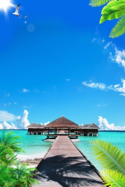 海岛旅游暑假度假沙滩背景模板高清图片