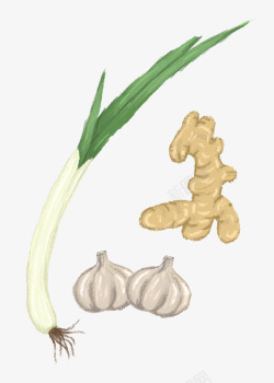 卡通蔬菜表情手绘的葱姜蒜高清图片