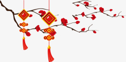红色舞狮子喜庆节日梅花装饰图案矢量图高清图片