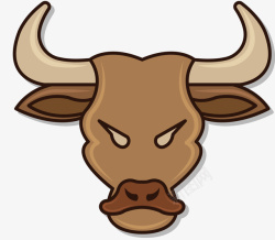 扭头的牛褐色牛头牛仔符号矢量图高清图片