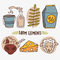 蔬菜奶酪手工绘制的农产品和动物高清图片