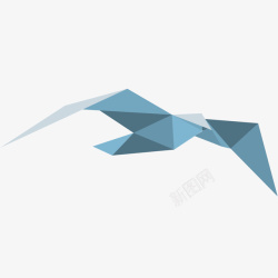 蓝色折纸风海鸥插画素材