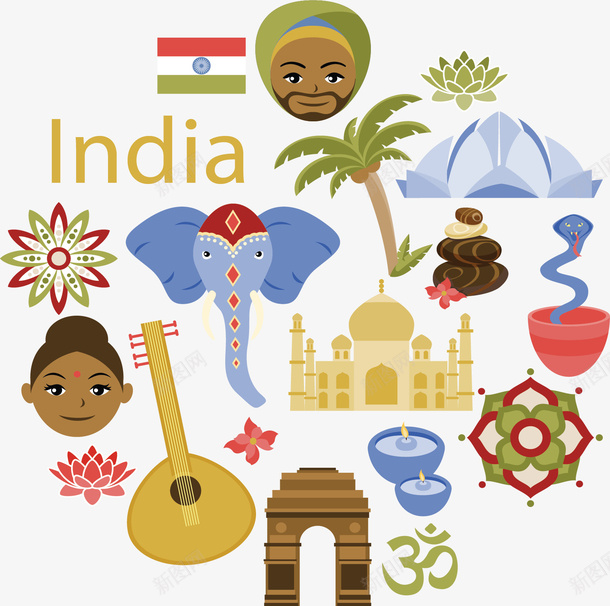 印度欢迎你旅游海报矢量图ai免抠素材_新图网 https://ixintu.com 印度 印度旅游 印度特色 旅游季 矢量png 矢量图