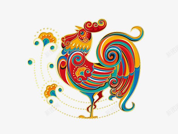 2017鸡年元素png免抠素材_新图网 https://ixintu.com 2017丁酉年 五行鸡元素 手绘画公鸡图案 金木水火土