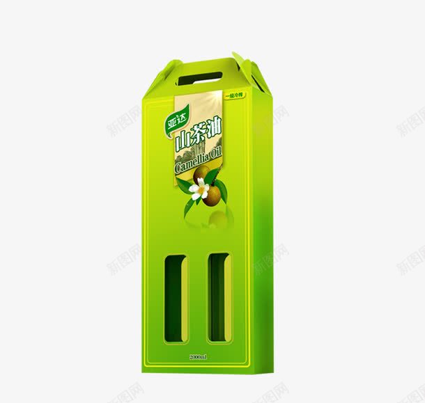 山茶油产品包装png免抠素材_新图网 https://ixintu.com 包装 礼盒 绿色 花朵