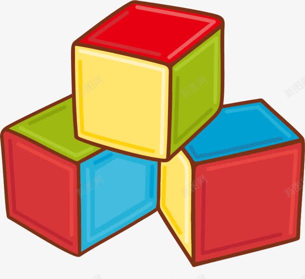 手绘多彩立方体png免抠素材_新图网 https://ixintu.com 叠加立方体 多彩方块 多彩立方体 手绘立方体 水彩 简约立方体