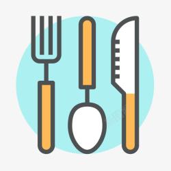 平面刀叉素材餐具刀叉图标高清图片