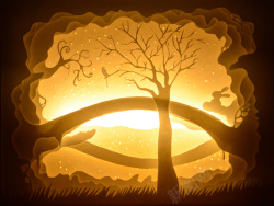永恒之树手工雕刻纸雕灯永恒之树高清图片