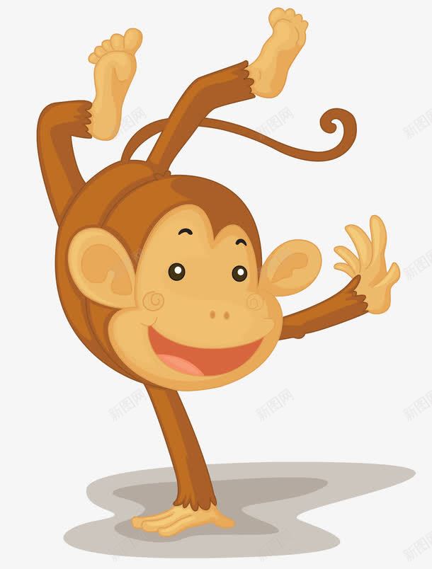 倒立挥手的猴子png免抠素材_新图网 https://ixintu.com 倒立挥手 动物 单手倒立 哺乳动物 有尾巴 活动灵活 爱吃香蕉 猴子 猴子尾巴 略像人 翻跟斗 身上有毛