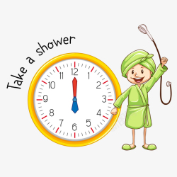 起床时间学生作息洗澡时间钟表矢量图素材