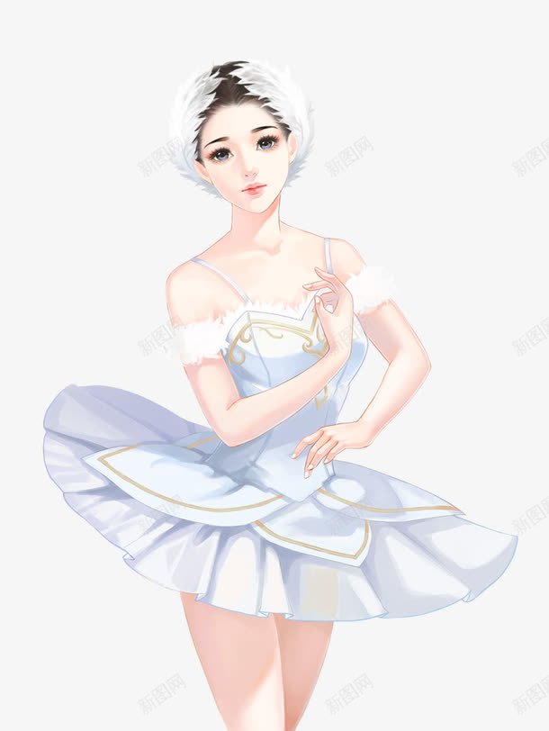 白衣芭蕾舞少女手绘png免抠素材_新图网 https://ixintu.com 少女 白衣 芭蕾舞