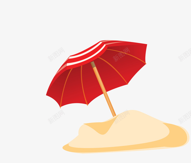 沙堆上的红色雨伞卡通图png免抠素材_新图网 https://ixintu.com 卡通 手绘图 折叠伞 沙土 沙堆 红色雨伞