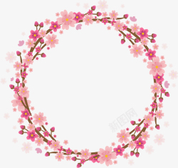 粉红花圈浪漫桃花装饰花环矢量图高清图片