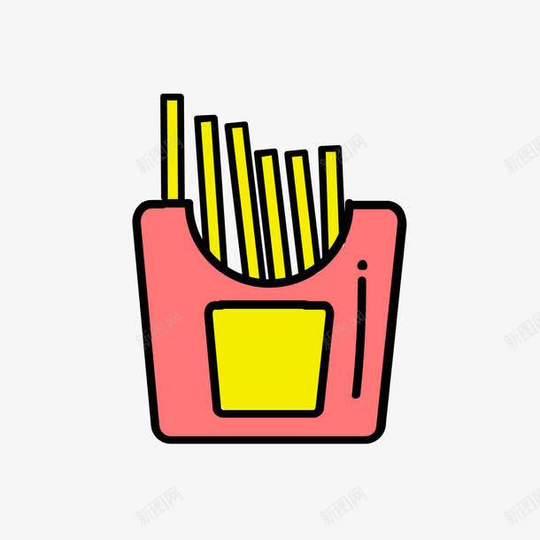 红色手绘线稿薯条元素图标png_新图网 https://ixintu.com 卡通图标 吃的 弧度 弯曲 手绘 红色 美食 薯条 零食 食物