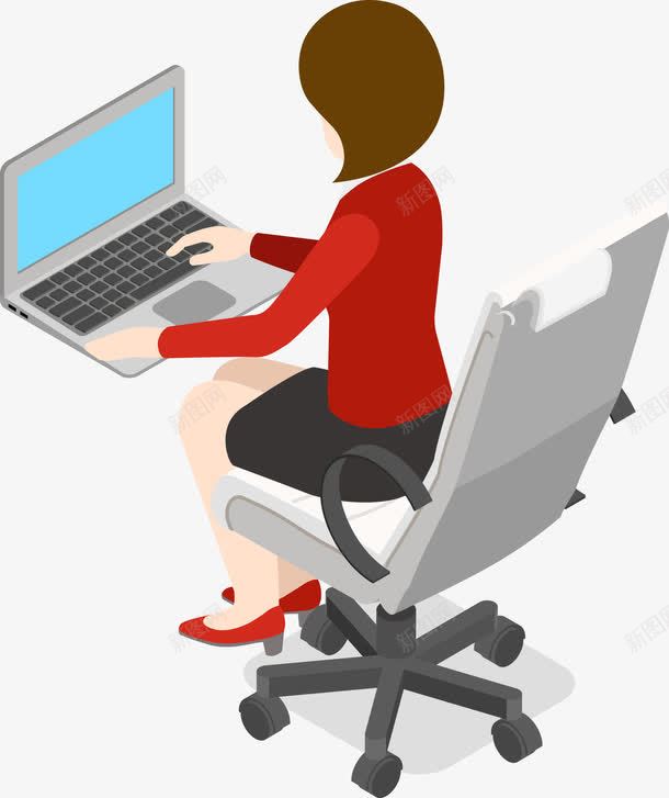 认真工作的女职员png免抠素材_新图网 https://ixintu.com 公司女职员 卡通人物 卡通女性 卡通职员 坐在电脑前 女人 女职员 电脑 白领人物 职员