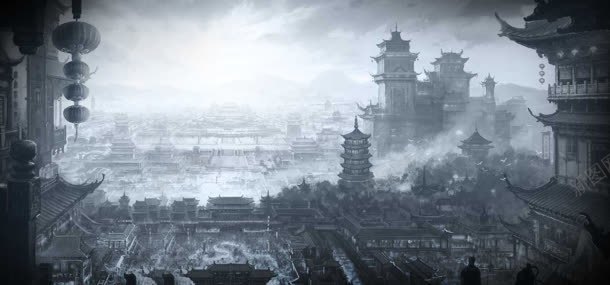 古风水墨城镇背景jpg设计背景_新图网 https://ixintu.com 古风 城镇 水墨 背景