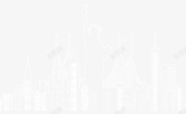 创意纽约城市剪影png免抠素材_新图网 https://ixintu.com 剪影 城市 建筑 楼群 纽约 美国 自由女神像