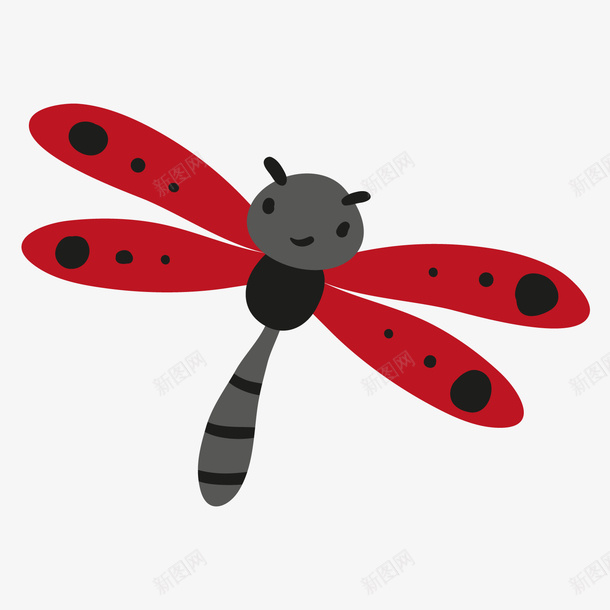 一只红色翅膀的蜻蜓矢量图ai免抠素材_新图网 https://ixintu.com 下雨 夏季 小动物 昆虫 生物 简约 翅膀 蜻蜓 装饰 飞 矢量图