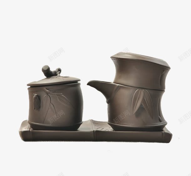 一套茶具png免抠素材_新图网 https://ixintu.com 产品实物 紫砂 茶杯 陶瓷 黑色