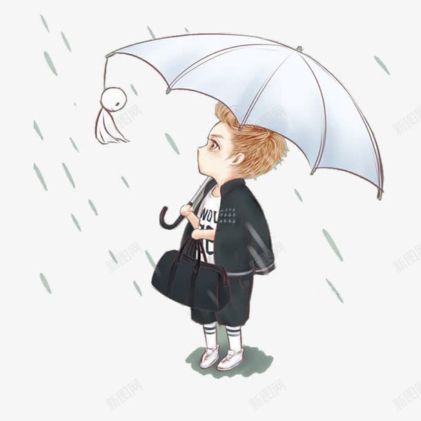 雨中的男孩png免抠素材_新图网 https://ixintu.com 下雨天 多云 小男孩 晴天娃娃 阴天 阴天雨天 雨中撑伞 雨滴