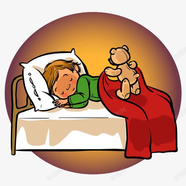 睡觉的小女孩png免抠素材_新图网 https://ixintu.com 卡通 可爱 小女孩 小熊 小熊玩偶 手绘 晚上 晚间 熟睡 熟睡少女 盖被子 睡觉