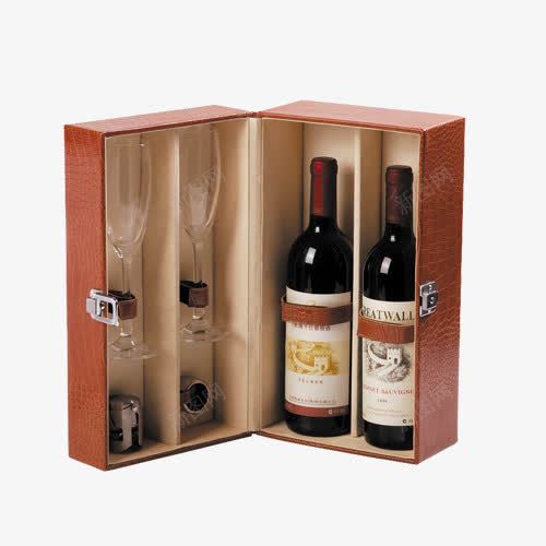 红酒包装png免抠素材_新图网 https://ixintu.com 包装盒 木盒 红酒 酒杯 酒瓶