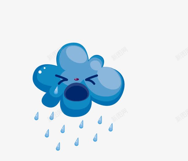 哭泣的乌云图标png_新图网 https://ixintu.com 下雨 乌云 卡通天气 卡通天气图标 矢量素材 雷电