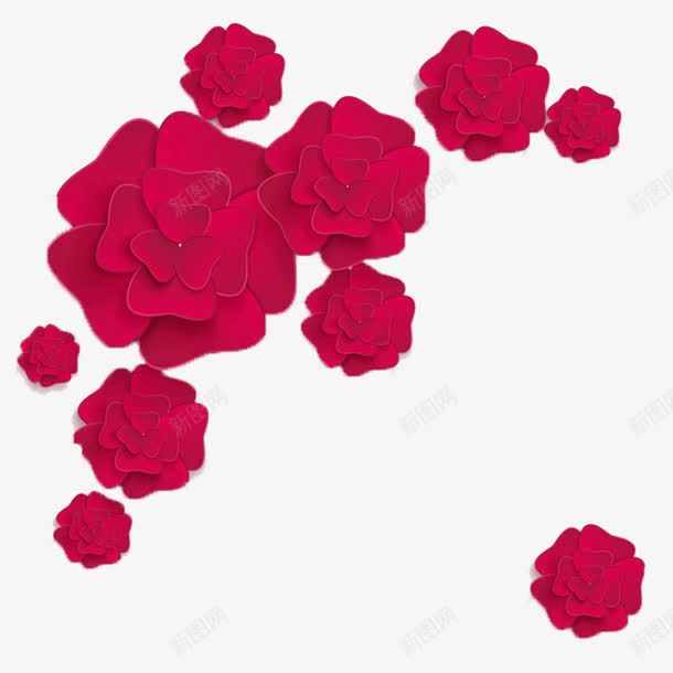 折纸花png免抠素材_新图网 https://ixintu.com 创意 红色 花团锦簇 花朵