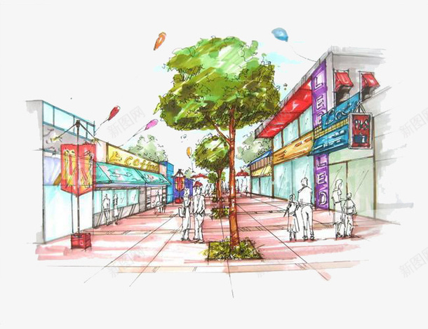 手绘抽象风格商业街图案png免抠素材_新图网 https://ixintu.com 商业街 图案 手绘商业街 手绘风格 抽象风格 现代化 装饰