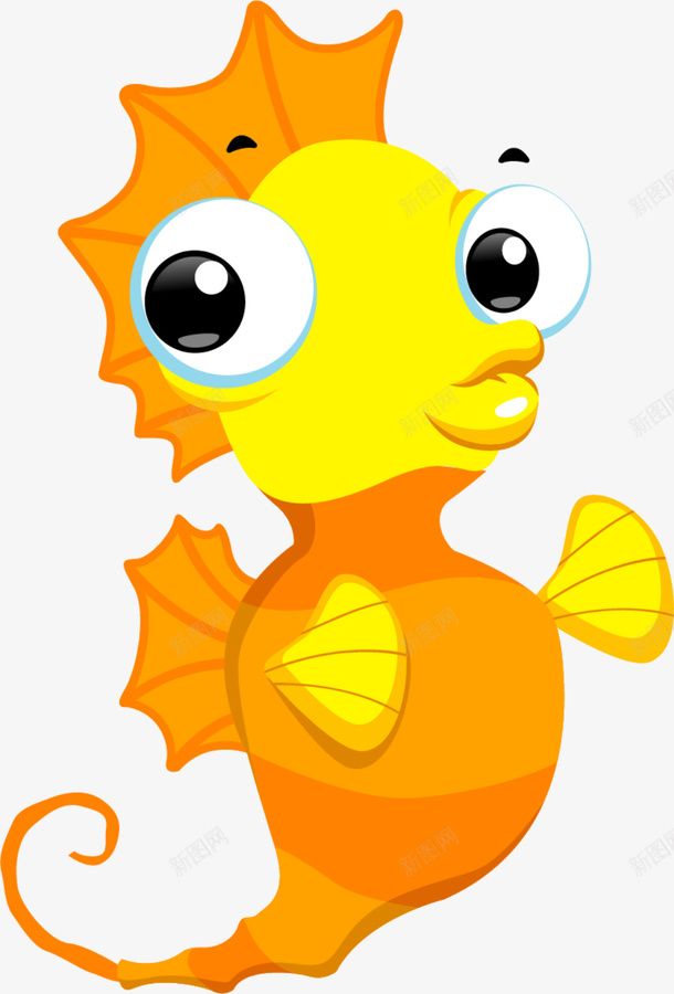 海洋生物嘟嘴的海马png免抠素材_新图网 https://ixintu.com 可爱海马 呆萌 嘟嘴的海马 大眼睛 橙色海马 海洋生物