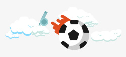 足球训练卡通云朵间的足球高清图片