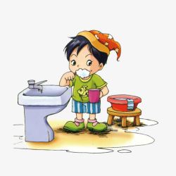 洗手的男孩刷牙的孩子高清图片