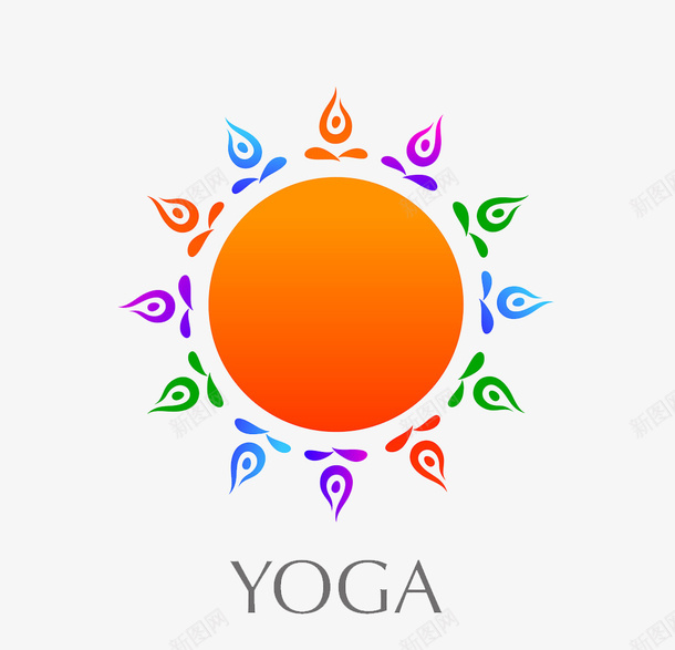 瑜伽太阳logo模型图标png_新图网 https://ixintu.com 动作人物 太阳 彩色图形 模拟YOGA 瑜伽 瑜伽LOGO