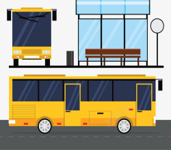 公车卡通城市建设公交车站矢量图高清图片