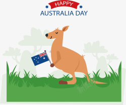 AustraliaDay草地上的澳大利亚袋鼠矢量图高清图片