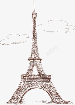 素描古建大气古典巴黎铁塔高清图片