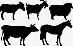 动物的形状马牛羊剪影高清图片