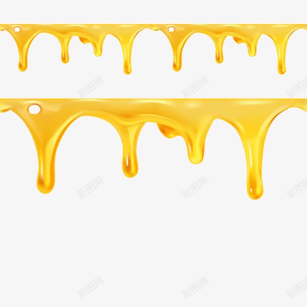 黄油流淌png免抠素材_新图网 https://ixintu.com 两层 亮晶晶 水滴状 蜂蜜色 黄油流体 黄色