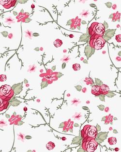 粉色墙纸墙贴玫瑰树手绘碎花装饰高清图片
