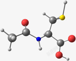 立体粒子黑色乙酰半胱氨酸分子形状高清图片