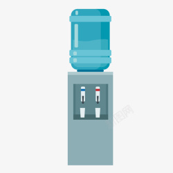 手绘饮水机灰色饮水机和蓝色桶装水矢量图高清图片