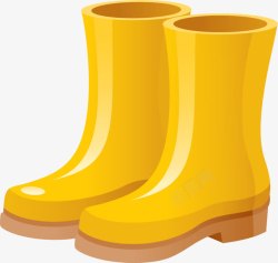 黄色雨鞋手绘靴子装饰高清图片