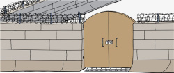 院子大门卡通墙架围墙高清图片